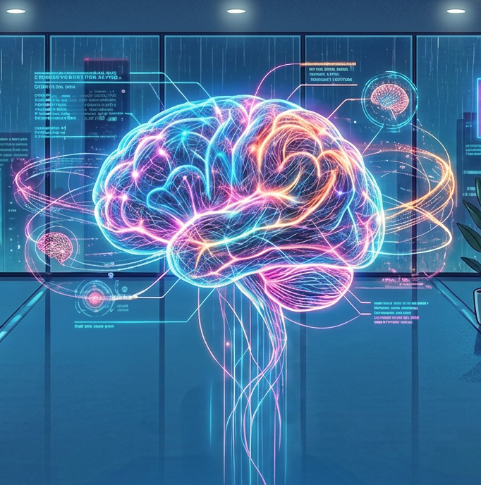 Neurotrauma research and healthcare collaboration Healthcare and research professionals analyzing neuroimaging, biomarkers, data science, and simulation in a modern medical facility